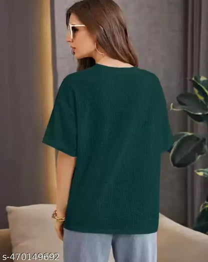 YUG FASHION OVER SIZED ROUND NECK PLAIN GREEN THIRST