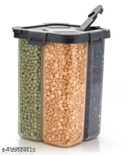 4 in 1 Multipurpose 4 Section Kitchen, Fridge Storage Airtight Container Set for , Dryfruits, Spices, Groceries, and Pickles with Storage Set 2000 ml