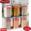 Flynax Airtight Transparent Jar Air Tight Kitchen Storage Container BPA-Free Stackable Grocery Containers Storage Jar Masala Box Freezer Storage Box Plastic Containers Box Idle for Food Grain Rice Rad Set of-6 Pcs