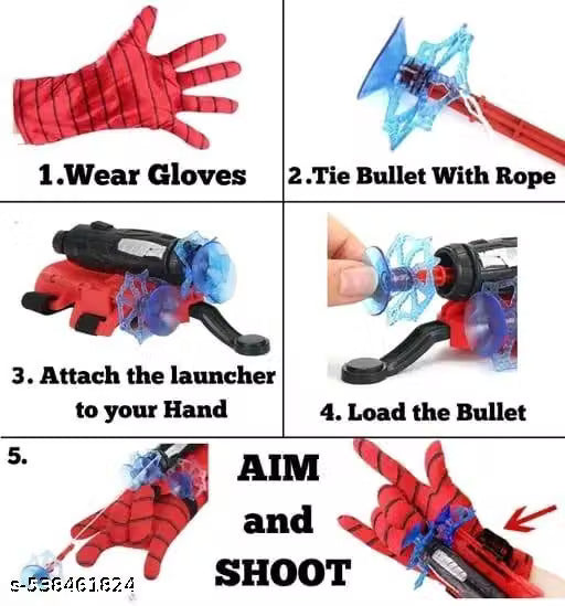 Spider Web Shooters Toy for Kids – Hero Launcher Wrist Toy Set | Fun & Educational | Sticky Wall Soft Bomb for Cosplay & Interactive Play | Birthday Gift (Pack of 1, Red)