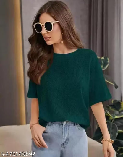 YUG FASHION OVER SIZED ROUND NECK PLAIN GREEN THIRST