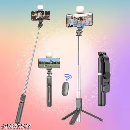 Earphonix 68cm Extendable 3 in 1 Selfie Stick Tripod with Bluetooth Remote Included and Rotatable