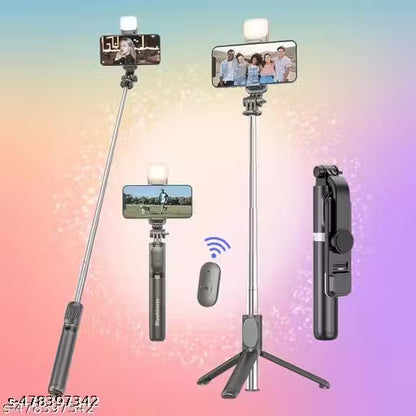 Earphonix 68cm Extendable 3 in 1 Selfie Stick Tripod with Bluetooth Remote Included and Rotatable