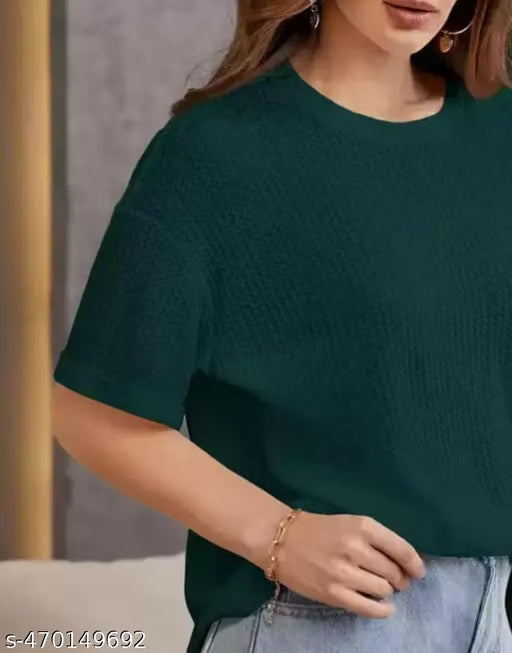 YUG FASHION OVER SIZED ROUND NECK PLAIN GREEN THIRST