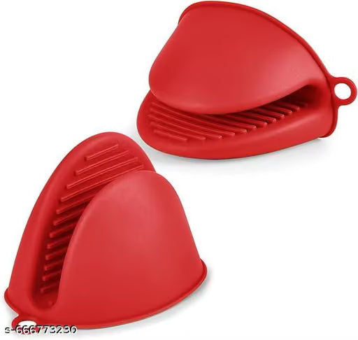 Premium Silicone Hand Gloves for Kitchen Safety, Heat Resistant, Non-Slip, Flexible and Reusable Cooking, Baking & Grilling Gloves, Oven and Microwave Safe (Set of 2)