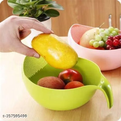 Rice & Fruits Washing Bowl with Handle (Pack Of 1, Green)