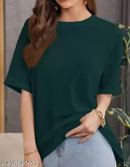YUG FASHION OVER SIZED ROUND NECK PLAIN GREEN THIRST