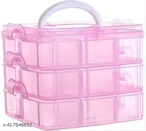Jewellery Organisers Plastic 3 layer 18 Grid Square Portable Transparent Storage Detachable Box