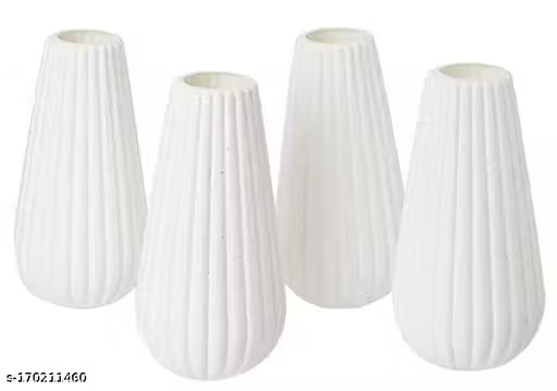 White Colored vase for Your Flowers for Home Decor ,Real Flowers Home Décor Pack,4