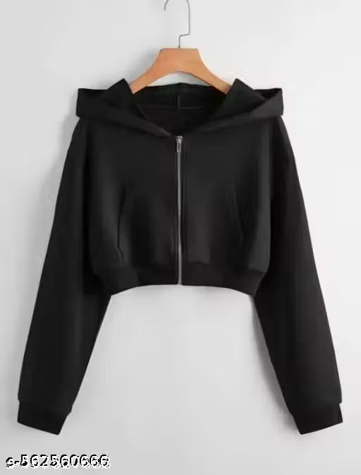 Trendy Women Hoodie Sweatshirt with Front Zipper | Stylish Fleece Zip-Up Jacket
