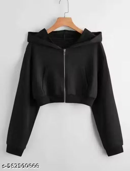 Trendy Women Hoodie Sweatshirt with Front Zipper | Stylish Fleece Zip-Up Jacket